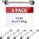 DLUGOPIS 5 Pack 3 Ring Magnetic D Ring Binder, 2 inch, Silver, Letter Size, 35 Pound Pull Force, Metal