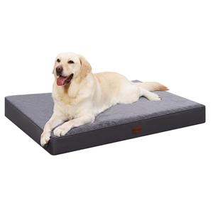MIHIKK Waterproof Dog Beds Large Sized Dog Orthopedic Dog Beds for Crate with Removable Washable Cover Egg-Crate Foam Pet Pad Mat with Anti-Slip Bottom, 41x27 Inch, Grey
