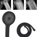 Decaura 3-Mode Handheld Shower Head with 150cm Shower Hose Soft Spray Luxury Massage (Black with Hose)