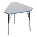 Correll Corrella Student Desk, 30X34, Height Adjustable (19-29) Diamond Shaped, Gray Granite Commercial Laminate Top, Blue Edge Band, Black/ Chrome Legs, Classroom Table, Made in the USA
