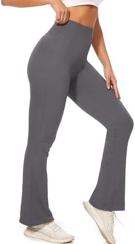 DINNAPE Flare Leggings for Women - No Front Seam High Waisted Tummy Control Ribbed Leggings Comfy Athletic Yoga Pants L