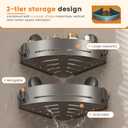 Corner Shower Caddy 2-Pack, Suction Cup Bathroom Shower Organizer with Hooks, No Drilling Rustproof Aluminum Floating Wall Shelf for Inside Shower, Gun Grey (Triangular)