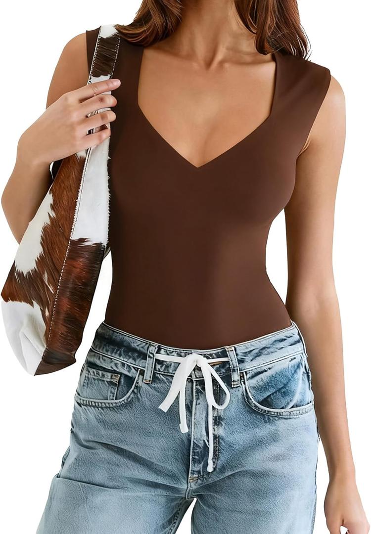 Avidlove Body Suits for Womens Sexy Bodysuit Tank Top Thong Body Suit Seamless Double Lined Going Out Tops L