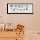 ZZJJHYWGQ Home is Where My Boys are Sign 32"12" for Children's Room Bedroom Above Bed Wall Decor New Mom Gifts Mother's Day Decor Art (Black)