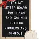 Felt Letter Board - 680 Letters, Numbers & Symbols, 16 x 12 inch, Changeable Message Board for Notes & Announcements, Wood Frame, 2 Storage Bags, Light Brown Frame