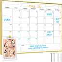 Dry Erase Monthly Calendar Whiteboard, 10.5"x 14.5" Gold Aluminum Frame, Magnetic White Board for Wall Office/School/Home, Hanging Board for Decoration/Kitchen Grocery ListYL-Gold-2737-B