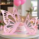 Large Size Wooden Butterfly Decor, Pink Large Butterfly Cutout Backdrop, Butterfly Shape Slices Birthday Wedding Baby Shower DIY Decorations