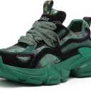 Women's Chunky Platform Comfort Orthopedic Wedge Walking Shoes Fashion Lace Up Casual Non-Slip Running Shoes (8, Green)