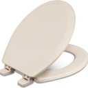 Centoco Round Toilet Seat, Heavy-Duty Wood Core with Plastic Scratch-Resistant Finish, Residential, Made in the USA, 700-106, Bone