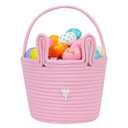 CubesLand Pink Easter Basket for Girls Toddler Kids,Large Cute and Reusable Woven Cotton Rope Empty Gift Bunny Basket with Handle for Easter Egg Hunt, Kids Party Supplies, Easter Decor (Large-9.8 x 7.8 x 7.8)