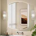 Keonjinn White Medicine Cabinet with Mirror 24 x 30, Metal Framed Wall Cabinet with Beveled Mirror, Surface Mount or Recessed Medicine Cabinet for Bathroom, Bathroom Mirror with Storage