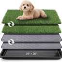 ondware Dog Grass Pad with Tray Dogs Potty Tray - 3-Layer Indoor Potty with 2 Grass Patches and 2 Washable Pee Pads for Puppies Senior Dogs Apartments Balconies RVs Patios Homes (30x20 in)
