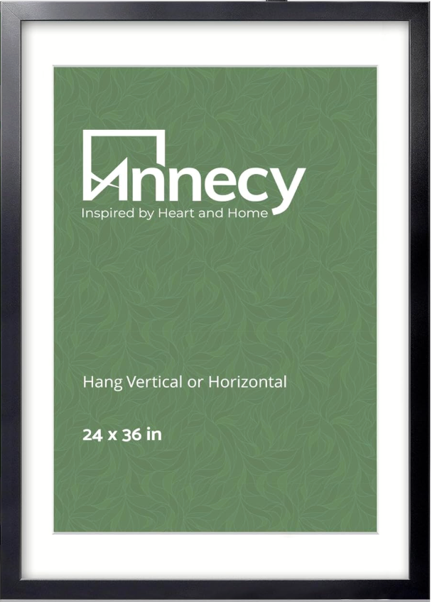 Annecy 20x24 Picture Frame Black (Pack 1), 20 x 24 Picture Frame for Wall Decoration, Classic Black Minimalist Style Suitable for Decorating Houses, Offices, Hotels