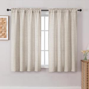Chyhomenyc Curtains 54 Inch Length for Living Room, Light Filtering Faux Linen Slub Textured Window Curtains, Soft Airy Privacy Rod Pocket Curtain for Bedroom, 42Wx54L, 2PCS, Linen Color