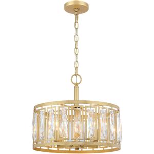 Gold Crystal Chandelier, 4-Light Semi Flush Mount Chandelier Crystal Entry Way Light Fixture Gold Dining Room Light Fixtures Adjustable Height Hanging Pendant Light for Bedroom Living Room, 15.75" x 14"