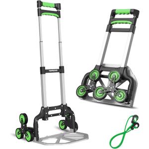 Teprovo Stair Climbing Hand Truck, Foldable Aluminum Lightweight Dolly Cart, 6-Wheel Stairs Climber Dolly 43.3 Handle, 176 lb Flat /110 lb Stair Load,Home & Warehouse No Assembly