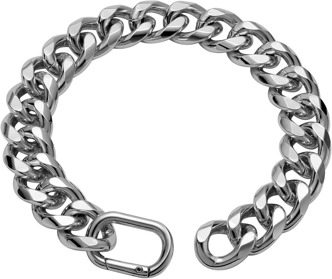 19MM Light Metal Thick Cuban Link Chain for Dogs, 18'' Silver Dog Chain Collar for Small Medium Dogs