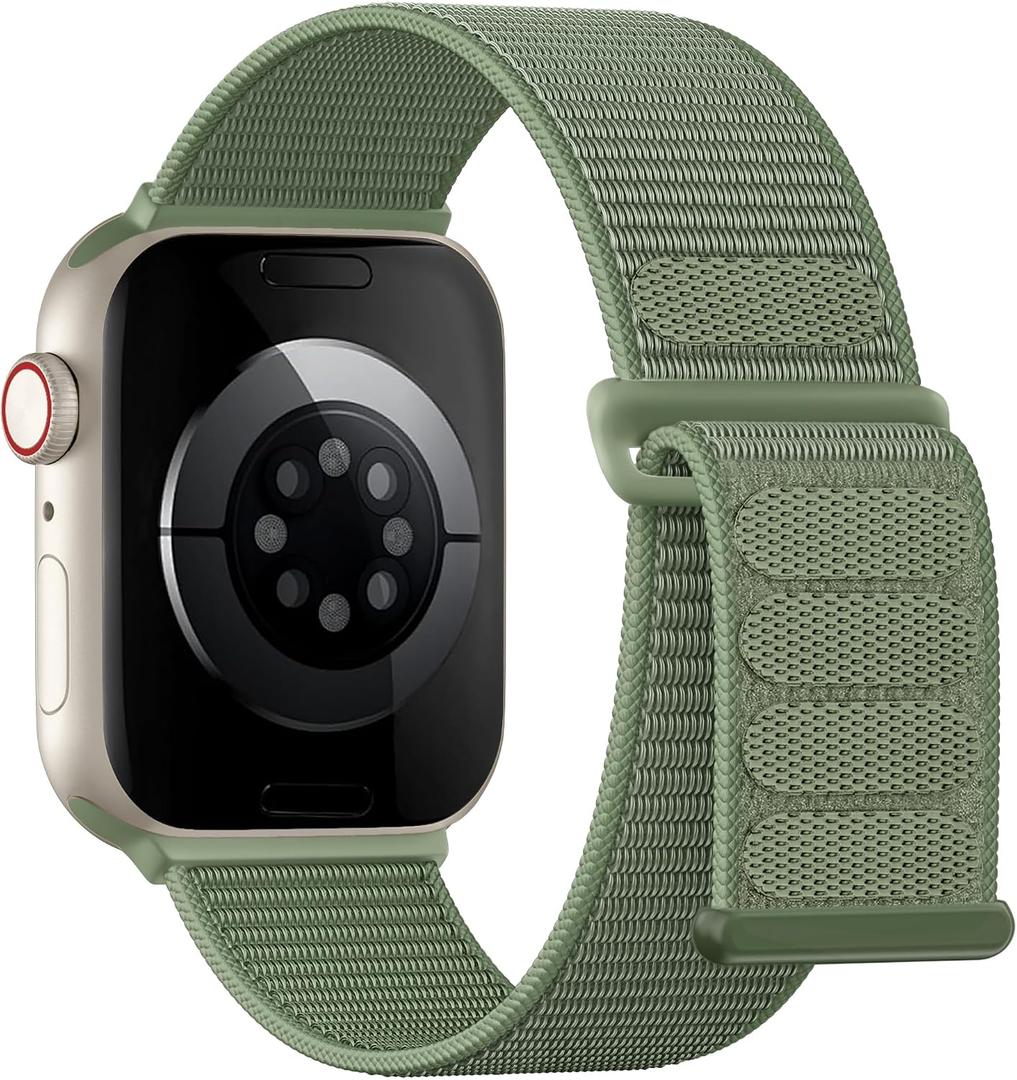 Lenrao Sport Loop Compatible with Apple Watch Bands for Men Women 44mm 45mm 46mm 49mm 42mm, Sof tNylon Wrist Straps for iWatch Bands for Series 11/10/9/8/7/6/5/4 Ultra SE 3/2/1 Cactus