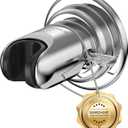 Shower Head Holder with Strong Suction , Adjustable No Drill Showerhead Bracket with Powerful Suction Cup, Tool Free Handheld Shower Holder for Wall Tile Glass, No Residue, for Adults Elderly Kids (Chrome)