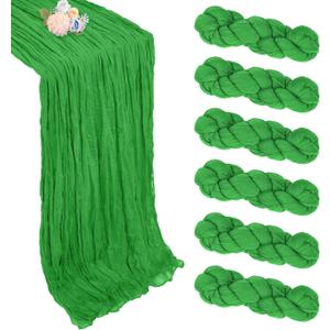 6 Pack Green Cheesecloth Table Runner 10ft Boho Gauze Fabric Cheese Cloth Table Runner 35 x 120 Inch Rustic Sheer Runner for Wedding Decor Baby Shower Party Centerpiece Decoration
