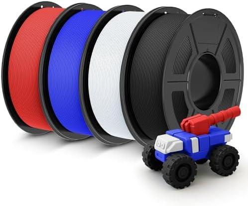 JAYO Rapid Matte PETG Filament 1.75mm 4.4KG Bundle, PETG Matte 3D Printer Filament 4.4kg, 1.1kg per Spool, Pack of 4, Black+White+Blue+Red