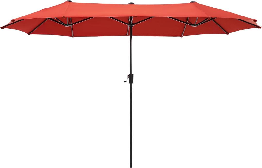 HERA'S PALACE 13 ft Rectangle Patio Umbrellas, Large Outdoor Umbrella with Crank, Powerful UV Protective, Table Umbrella Outdoor Patio for Backyard, Pool, Garden, Deck (Orange Red)