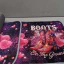 Western Cowgirl Kitchen Mat Rugs Set of 2, Purple American Wild West Non-Slip Mats, Western Kitchen Decor for Country Indoor Outdoor Home Floor Decorations 17x29 and 17x47 Inch