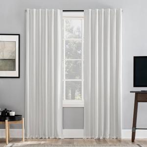 Sun Zero - 56260 Greyson Faux Dupioni Silk Extreme 100% Blackout Back Tab Curtain Panel, 50" x 95", Pearl White