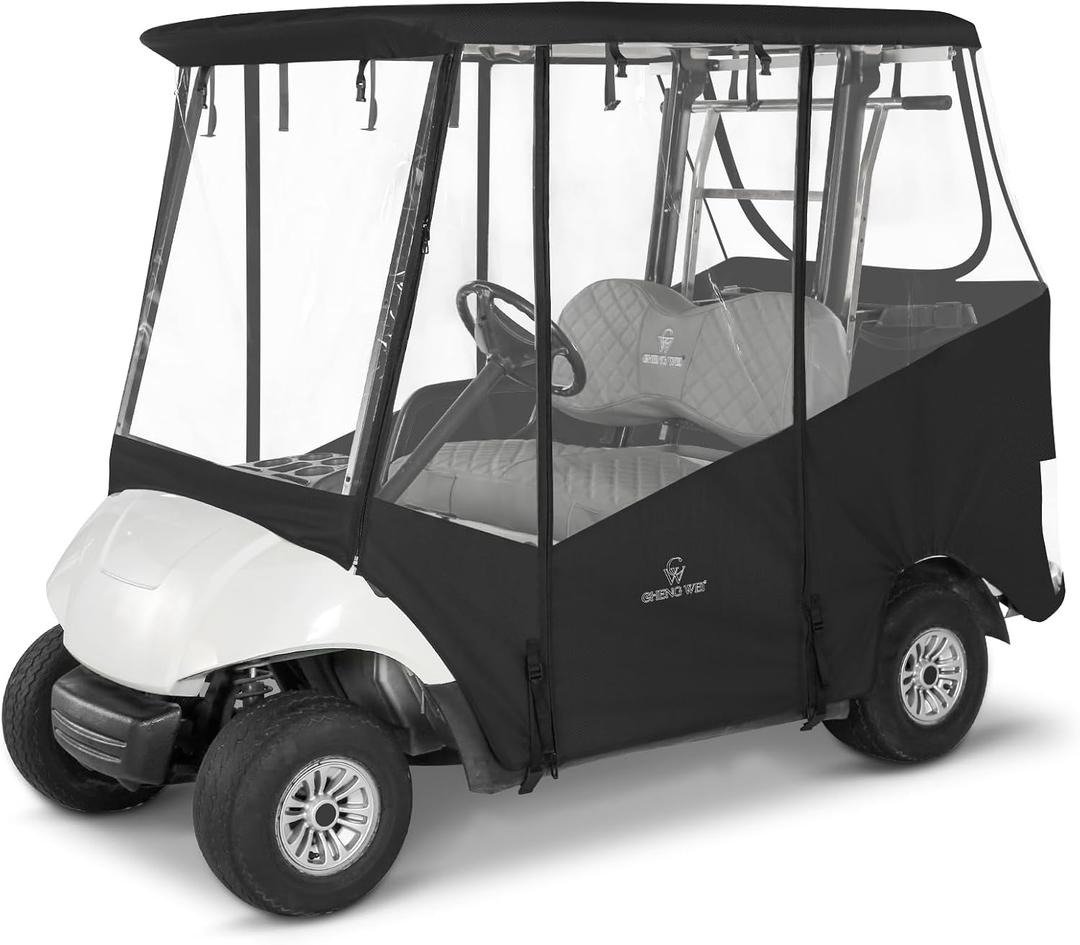 Golf Cart Rain Cover 2 Passenger for Yamaha G29 Drive,Golf Cart Enclosures 2 Seater 4 Sided Roll Up Clear Windows G29 Enclosure,Durable Zippers Open Side Mirrors Driving Enclosure(Black)