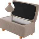 2-Piece Stretch Ottoman Covers Rectangle Slipcovers for Folding Storage Stools, Non-Slip Elastic Bottom, Soft Fabric Furniture Protectors (Khaki, Large)