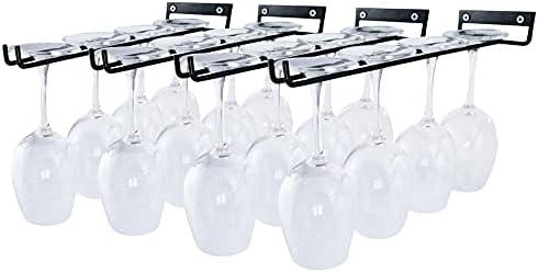 AMUFYSHH 8 Packs 12 Inch Wine Glass Racks Cup Wall Mounted Stemware Hanging Wine Glasses Holder Under Cabinet Wire Wine Decor Racks