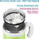 24oz Hygienic Insulated Tumbler with Handle 100% Leakproof Lid with Removable Spout & Straw, Reinforced Vacuum-Protection Base, Cup Holder Friendly, for Travel,Office & School-Key Lime