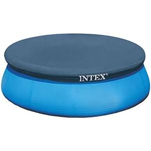 INTEX 28021E Pool Cover: for 10ft Round Easy Set Pools – Includes Rope Tie – Drain Holes – 12in Overhang – Snug Fit