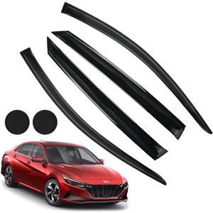 Rain Guards for Hyundai Elantra 2021 2022 2023, Tape-on Side Window Deflectors for Hyundai Elantra, Window Visors for Hyundai Cars,for Hyundai Car Accessories 4 Rain Guards 2 Car Coasters