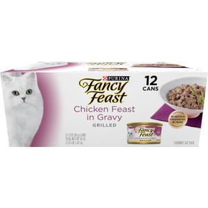 Purina Fancy Feast Grilled Wet Cat Food Chicken Feast in Wet Cat Food Gravy - (Pack of 12) 3 oz. Cans BBD: 12-27