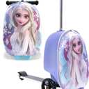 Fast Forward Frozen Scooter Suitcase for Kids – 18” Lightweight Disney Frozen Luggage for Girls – (Luggage 11lbs and Scooter 100lbs), Medium
