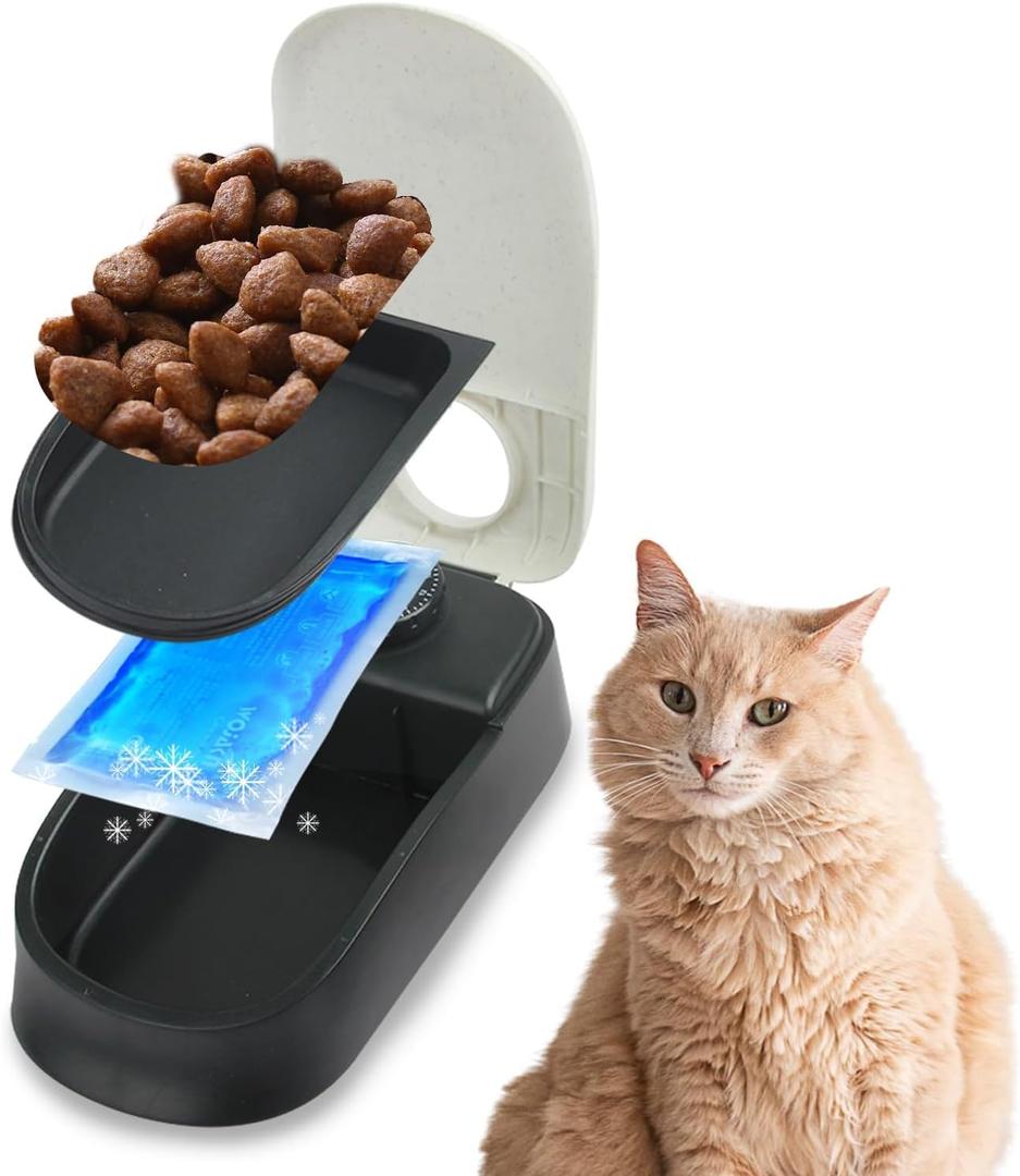 PAWISE Automatic Pet Feeder, Timed Dog Feeder,Self-Feeding Cat Food Dispenser, Auto Feeder for Wet & Dry Food with Ice Pack, 1.5 Cup,Treat Dispenser (1 Meal)
