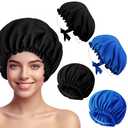 Vinsatin 4 Pcs UV Protection Tanning Face Cover Bonnet Cap Set Tanning Mask and Hair Cap Protective Bonnet for Women(Nonwoven Fabric,Black, Blue)