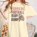 Maternity Pumpkins Football Shirt Women: Thanksgiving Pregnancy Tops Oversized Pumpkins T-Shirt Fall Football Tees (XL)