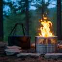 Smokeless Fire Pits for Outside, 20''Portable FirePits for Camping, Outdoor Stainless Steel FirePit with Carry Bag, Wood Burning StoveSliver