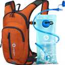 Nepest Hydration Pack Backpack for Women & Men, Lightweight Water Backpack with 2L Water Bladder for Hiking Cycling Running Biking (Orange)