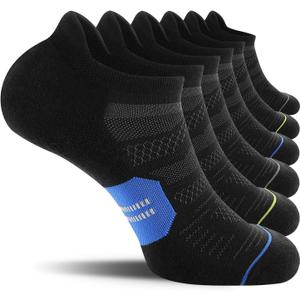 CS CELERSPORT 6 Pack Men's Running Ankle Socks with Cushion, Low Cut Athletic Sport Tab Socks, 
Mixed Black, Shoe Size: 12-15