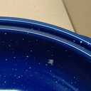 IMUSA USA 18" Traditional Vintage Style Blue Speckled Enamel on Steel Covered Oval Roaster
