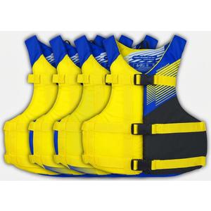 Stohlquist Universal Fit Adult Life Jacket PFD (4 Pack) Coast Guard Approved, for Men and Women 90+ lbs, Lightweight Neoprene and Adjustable, Ideal for Boating, Kayaking & Water Sports Size: Child. 30-50lbs