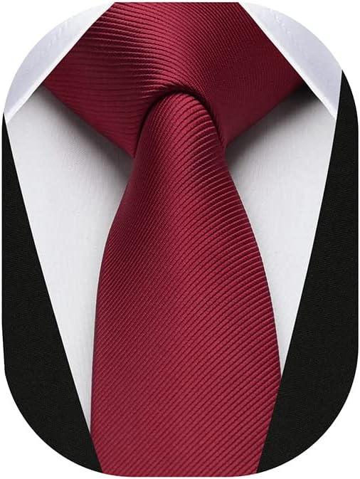 HISDERN Ties for Men Solid Color 2.17'' Skinny Tie Formal Business Neckties Silk Classic Woven Satin Wedding Necktie