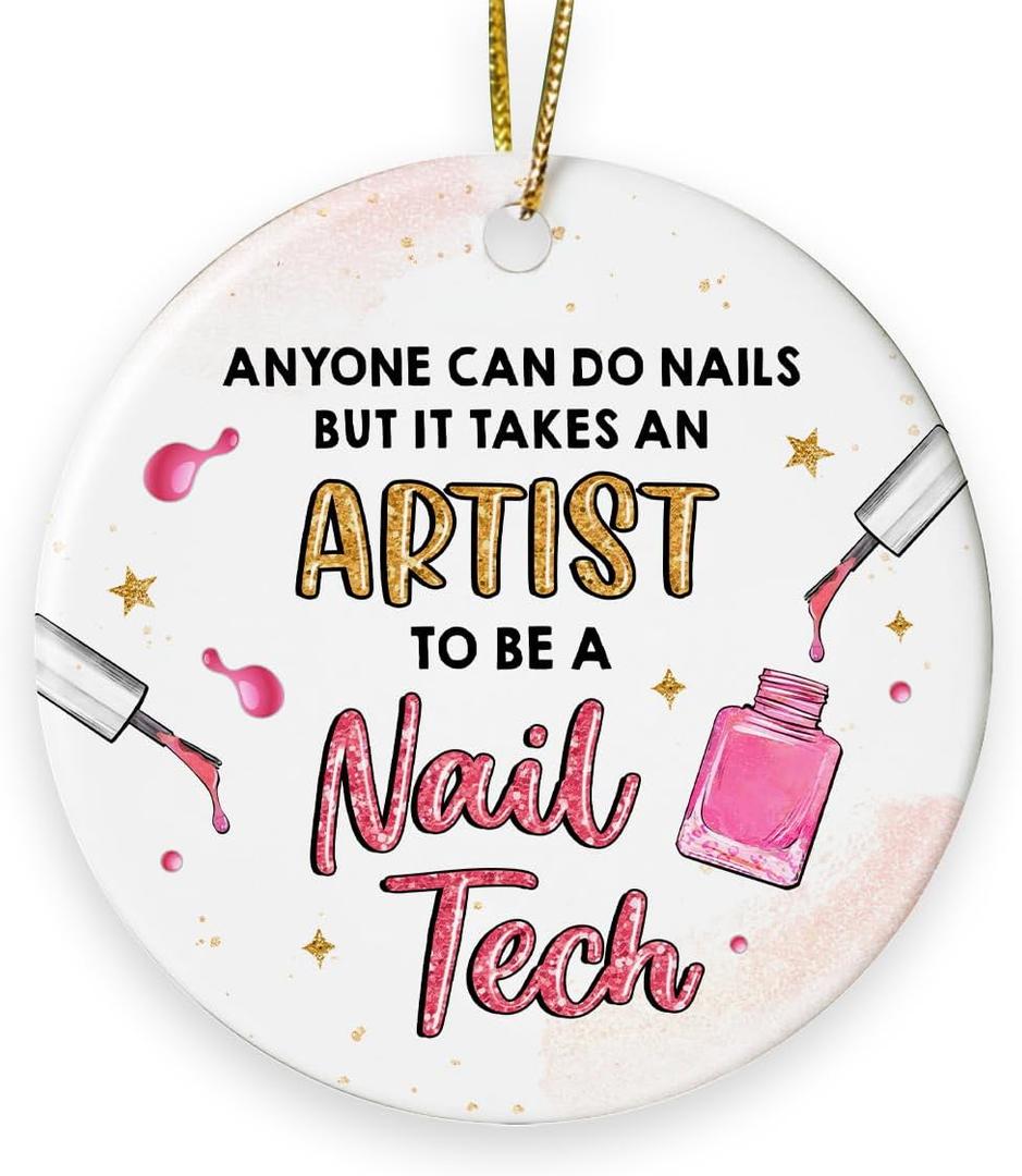 Nail Tech Christmas Ornament 2025 - Nails Technician Artist Ornament for Christmas Tree, Nail Tech Gifts for Women Artist Beauty, Gifts for Manicurist Female, for Women as Nails Salon Decor