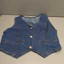 Imily Bela Womens Denim Vest Sleeveless V Neck Button Down Jean Waistcoat Jacket Y2K Summer Crop Tops (Large, Blue)