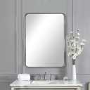 ANDY STAR Brushed Nickel Bathroom Mirror, 24x36 Rounded Rectangle Mirror Modern Silver Vanity Mirror SUS304 Metal Tube Frame(Rustproof) 1 Deep Wall Mounted Vertically/Horizontally