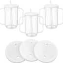 Sliner Adult Sippy Cups for Elderly 12 oz Straw Sippy Cups with 2 Handles No Spill for Adults Spill Proof Dysphagia Cup for Disabled Patients(White)