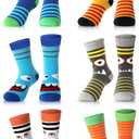 Jinei 6 Pairs Boys Monster Pattern Socks Kids Toddler Funny Crazy Cotton Crew Socks Novelty Christmas Gift Party Favors, 4-7 Years